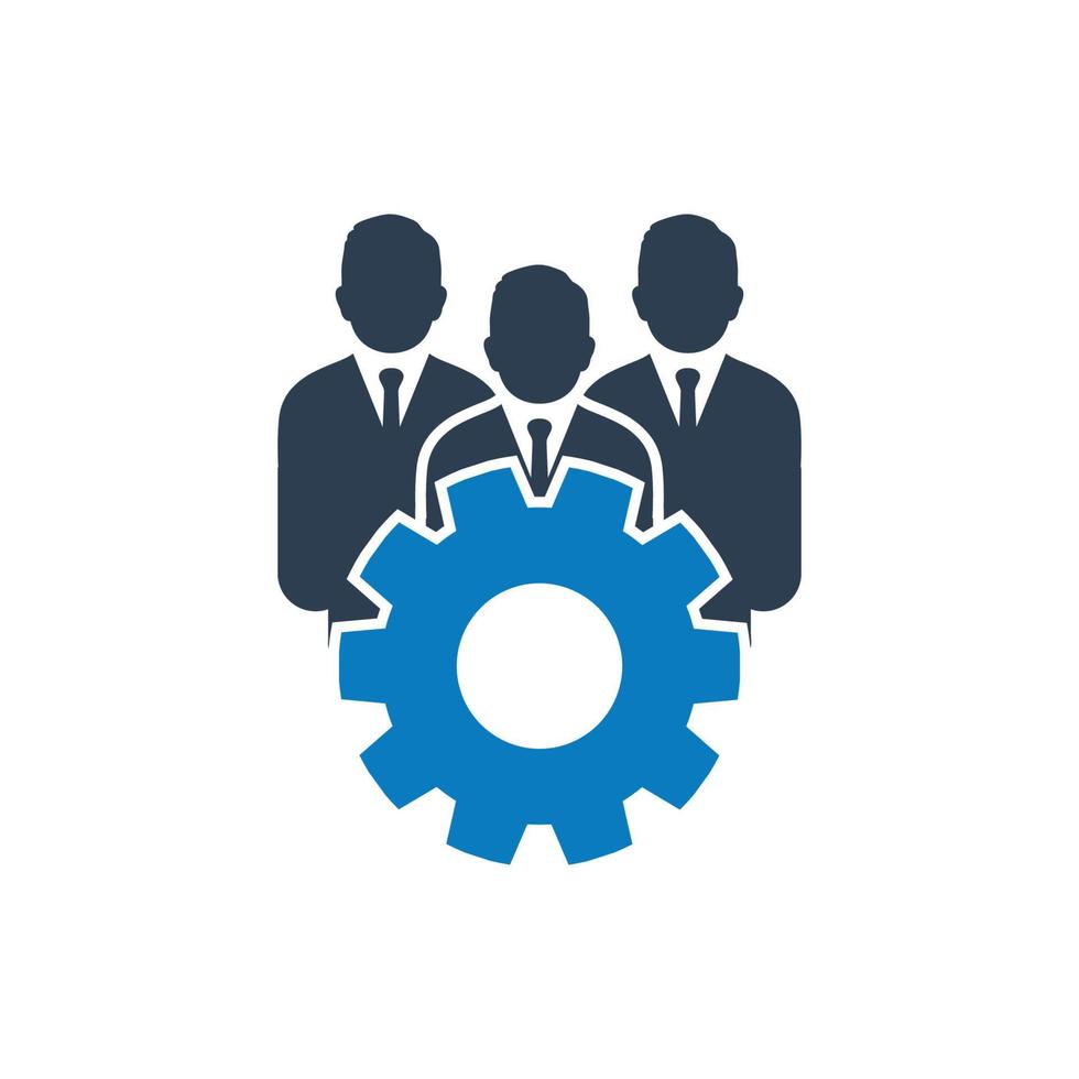 Technical Support Team Icon. Contain Man, Settings and Gear Signs. Editable Vector EPS Symbol Illustration.
