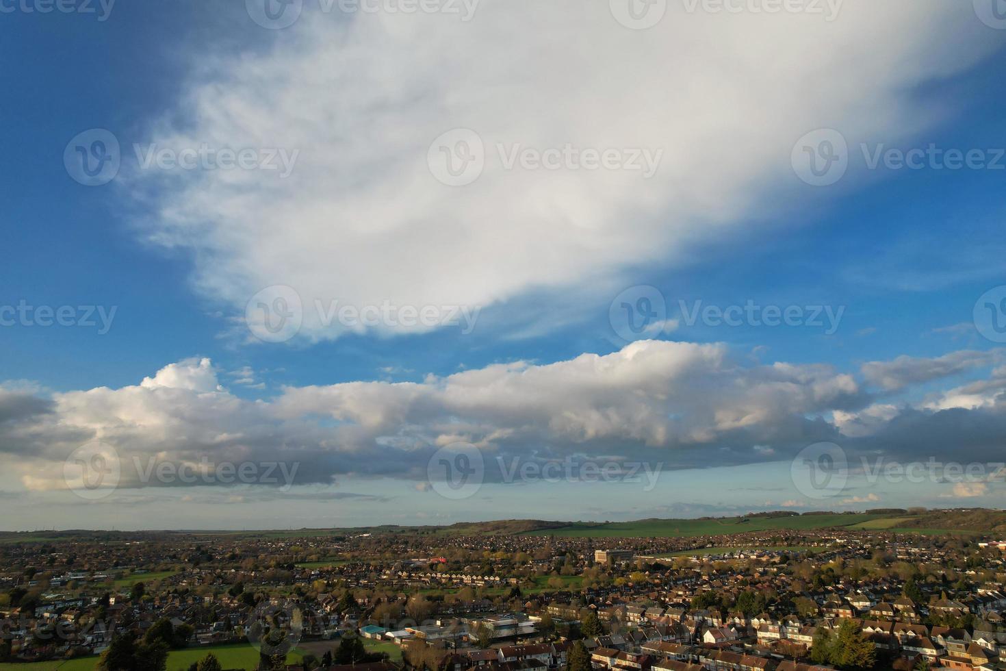 Aerial View of Luton Residential District of Saint Augustine Ave Luton England England Great Britain. The Image was Captured on 06-April-2023 with Drone's Camera During Sunset photo