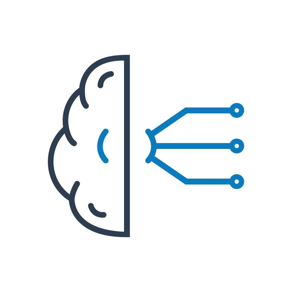 Artificial Intelligence AI line Icon. Brain and Chips Sign. Editable Vector Symbol Illustration.