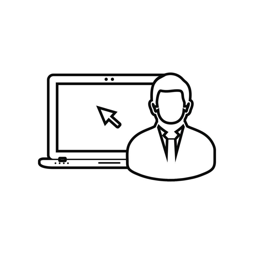 Computer user line icon. Flat style vector EPS.