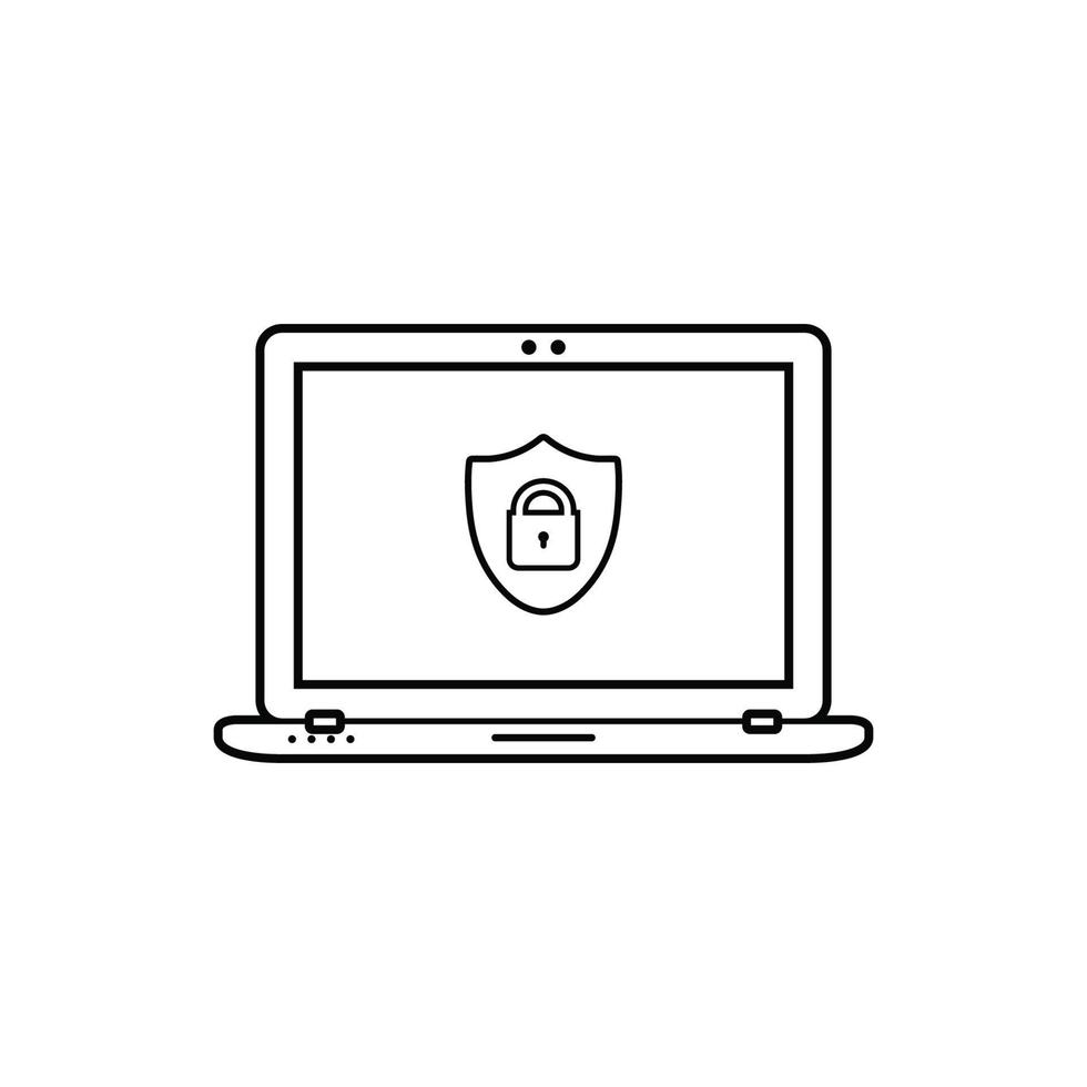 Computer Security line icon. Flat style vector EPS.