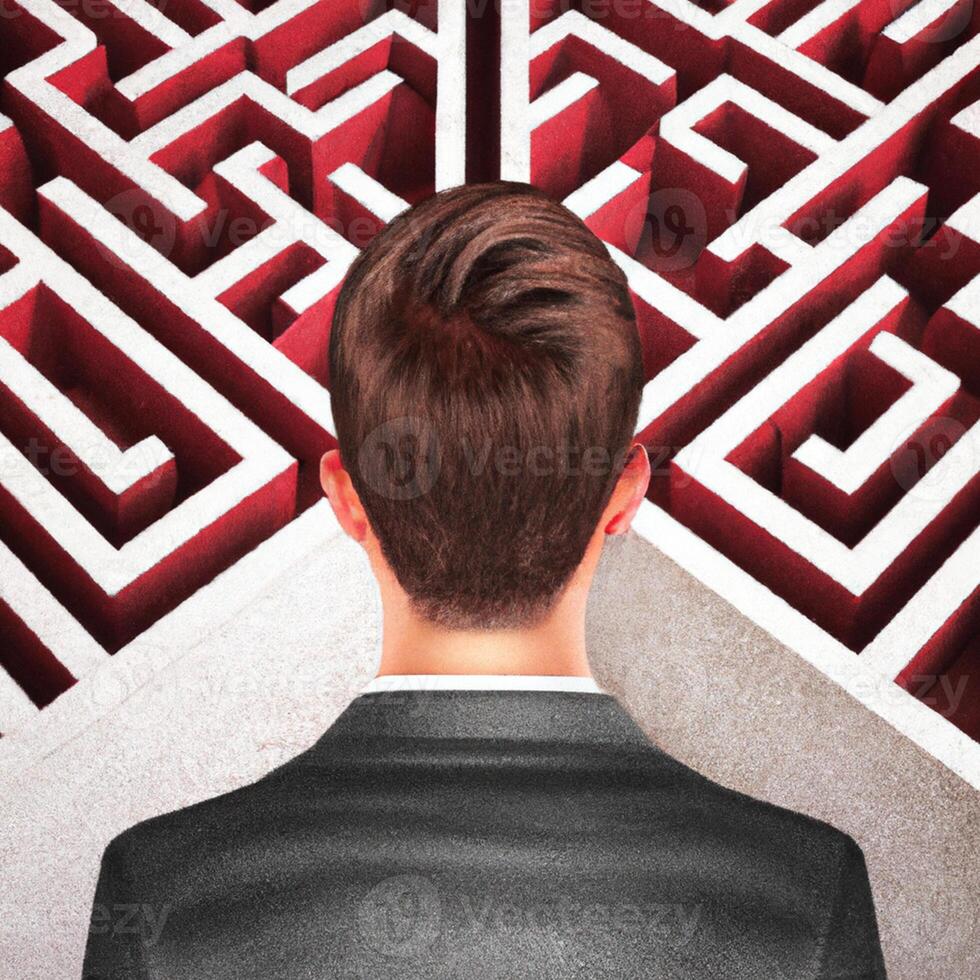 businessman looking at the maze, photo