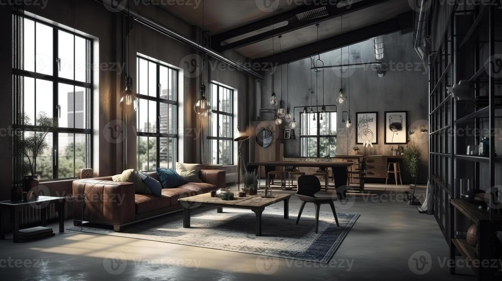 Empty modern room with furniture. photo