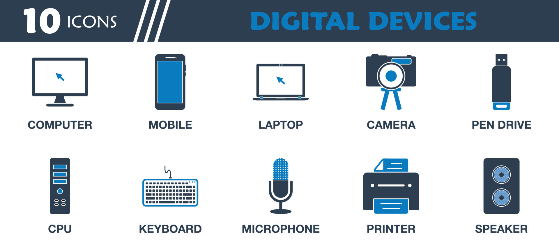 Digital Devices Icon Set. Collection of computer, mobile phone, laptop