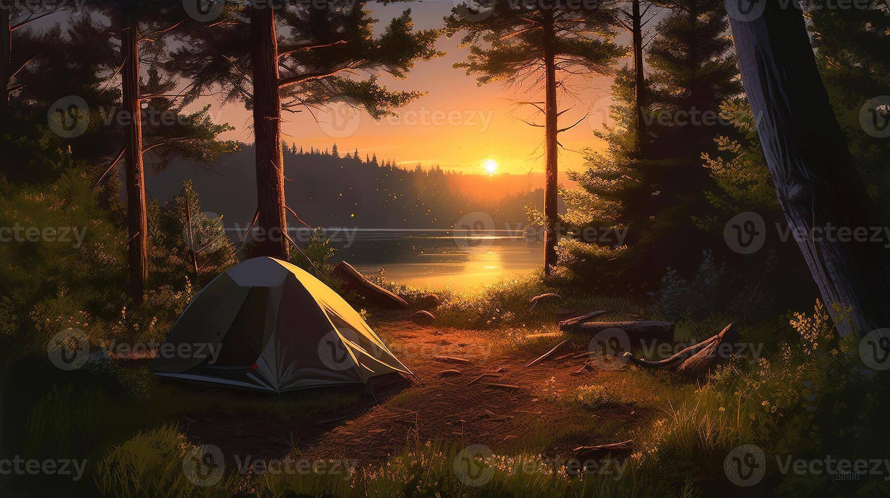 Dawn in the Wild, Camping at Sunrise. photo