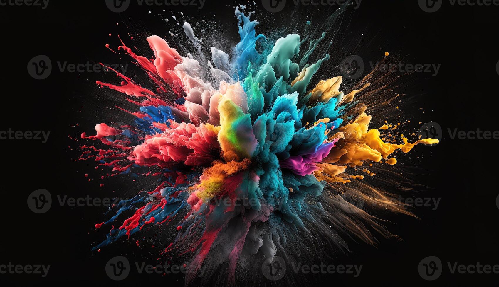 A Colorful Explosion on a Black Background. photo