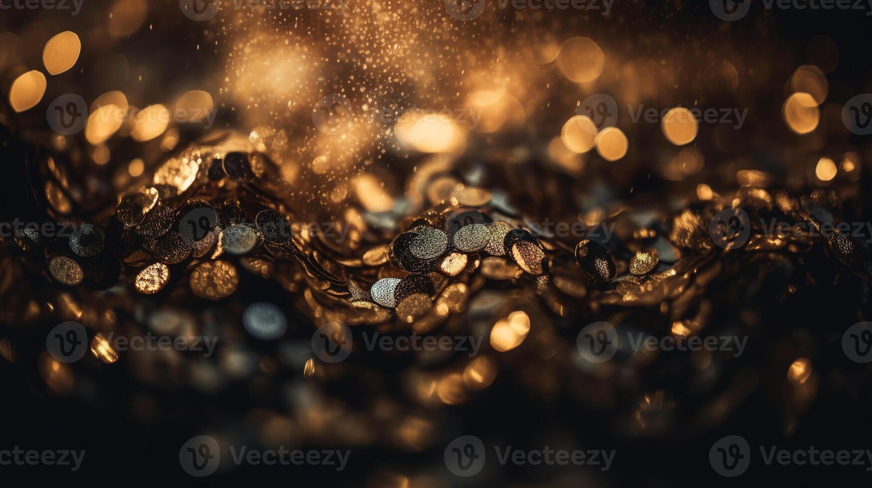 Sparkling Luxury, Gold Glitter, Bokeh Sparkles, and Particles. photo