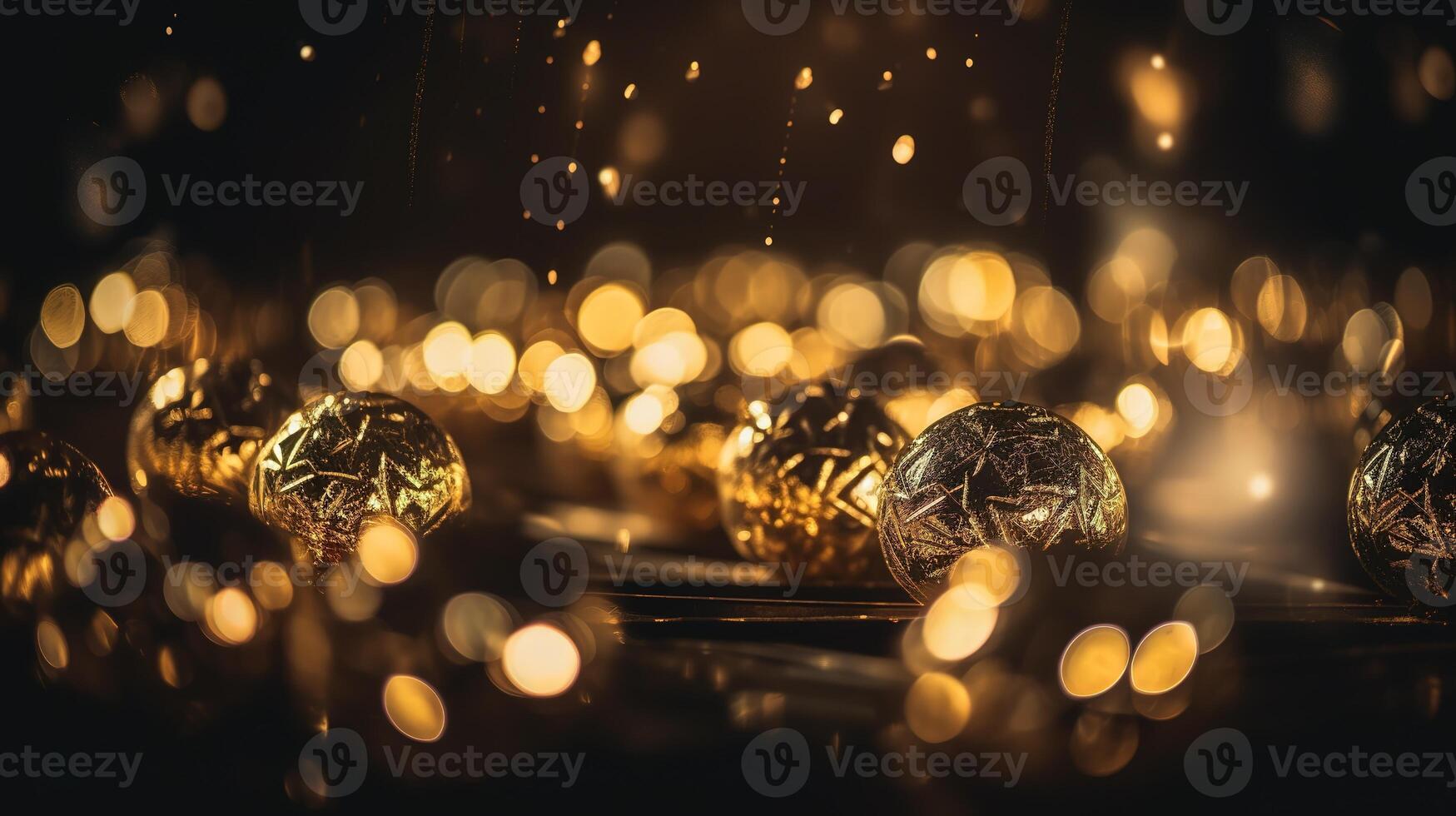 Sparkling Luxury, Gold Glitter, Bokeh Sparkles, and Particles. photo