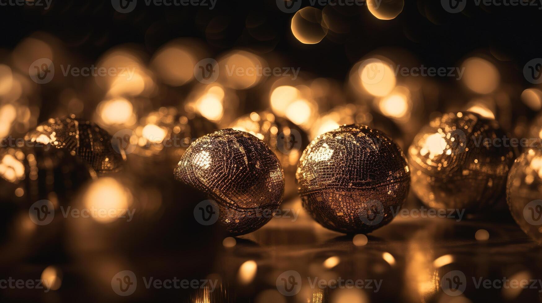 espumoso lujo, oro Brillantina, bokeh destellos, y partículas generativo ai foto