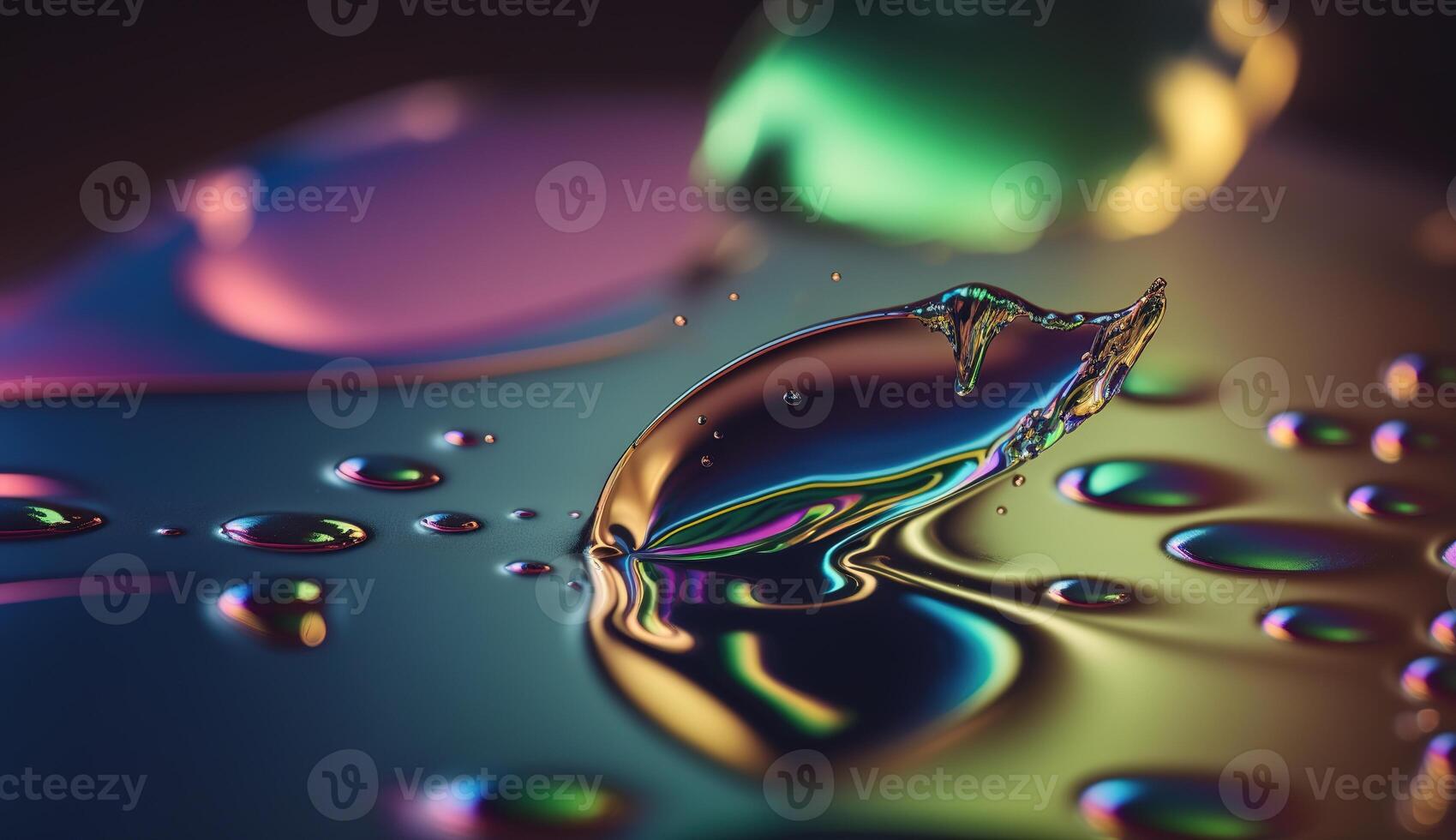 Abstract background, holographic fluid foil, metallic texture. photo