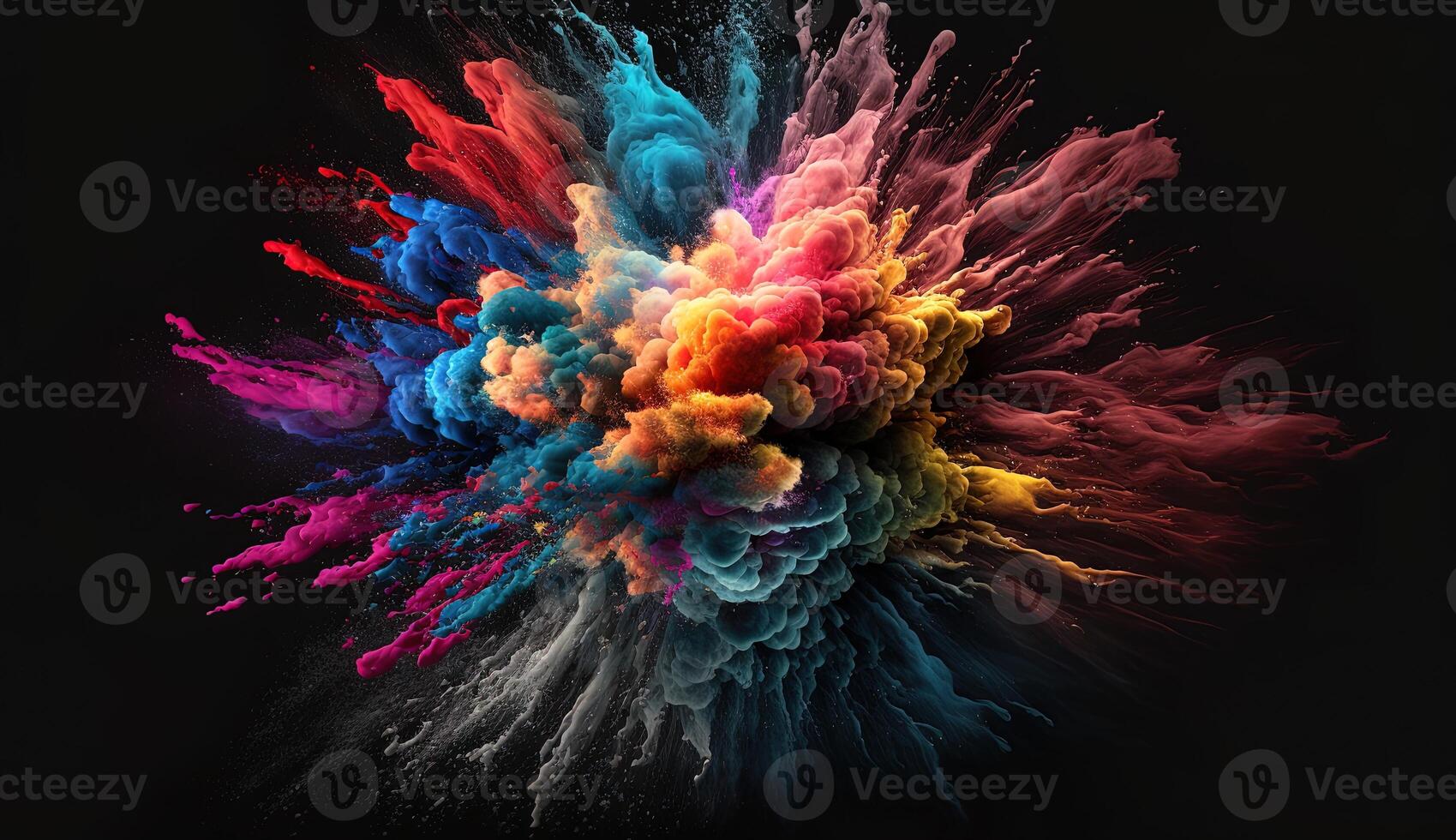 A Colorful Explosion on a Black Background. photo