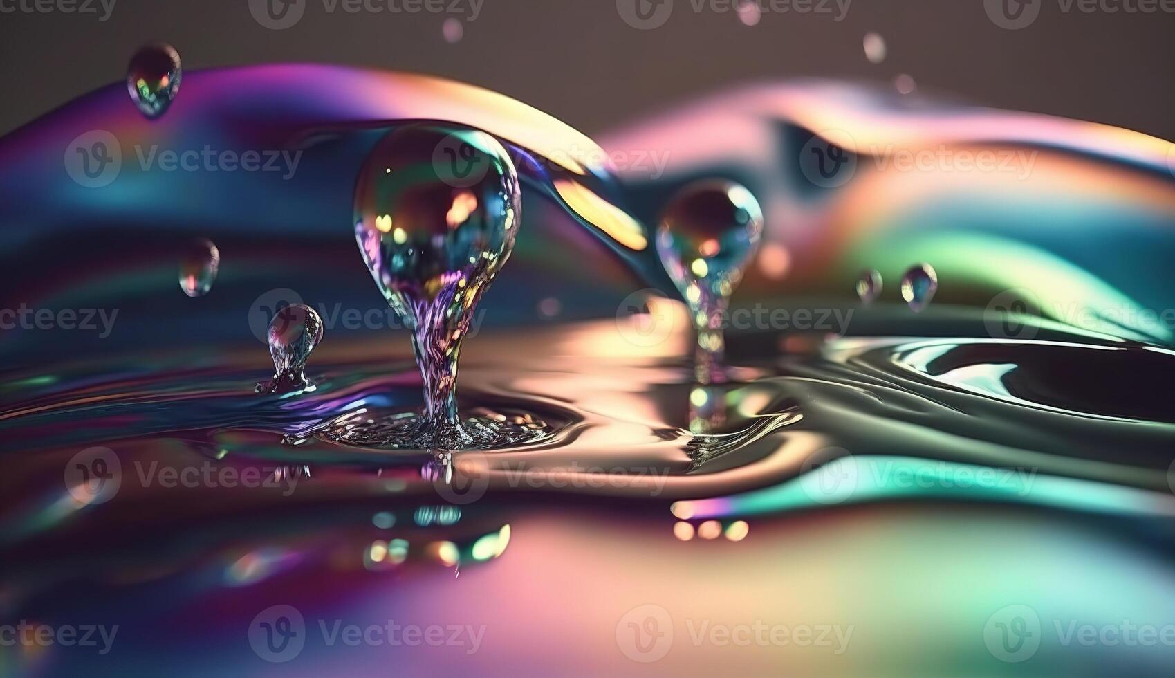 Abstract background, holographic fluid foil, metallic texture. photo