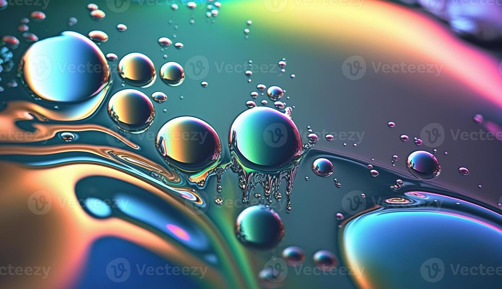 Abstract background, holographic fluid foil, metallic texture. photo