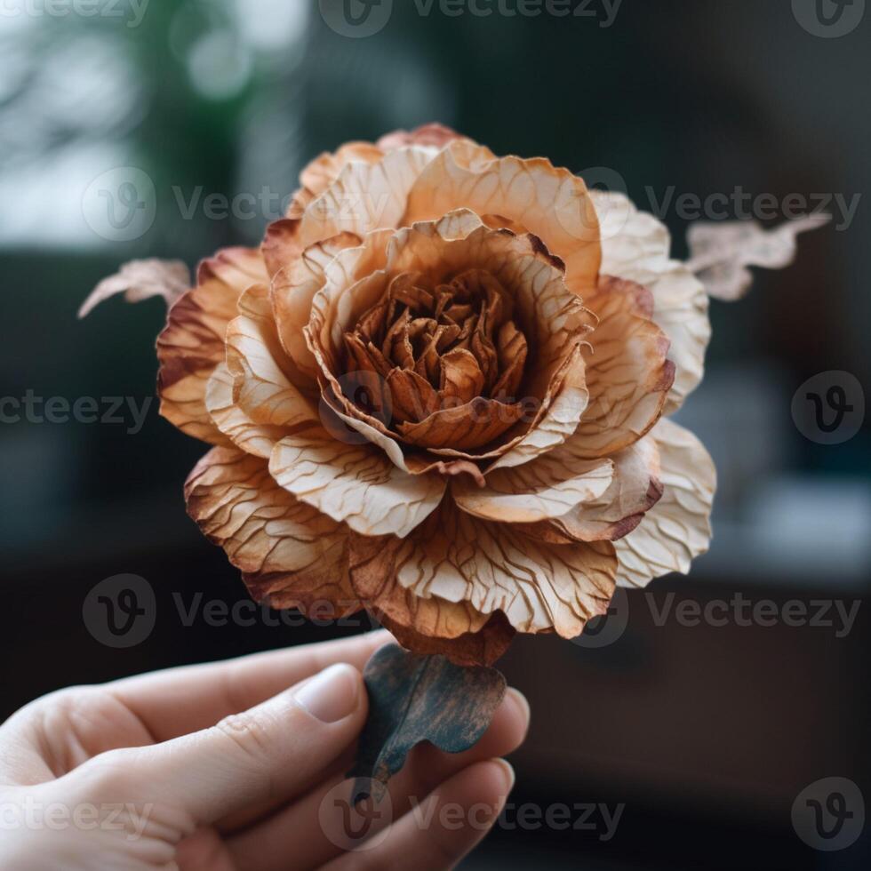 Flowers in background and in vase photo