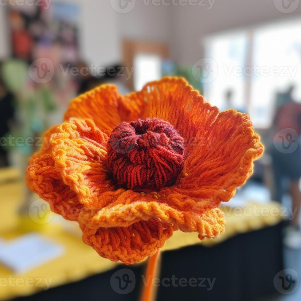 Flowers in background and in vase photo