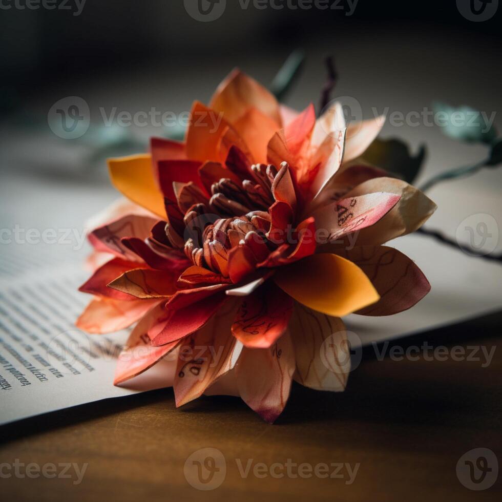 Flowers in background and in vase photo