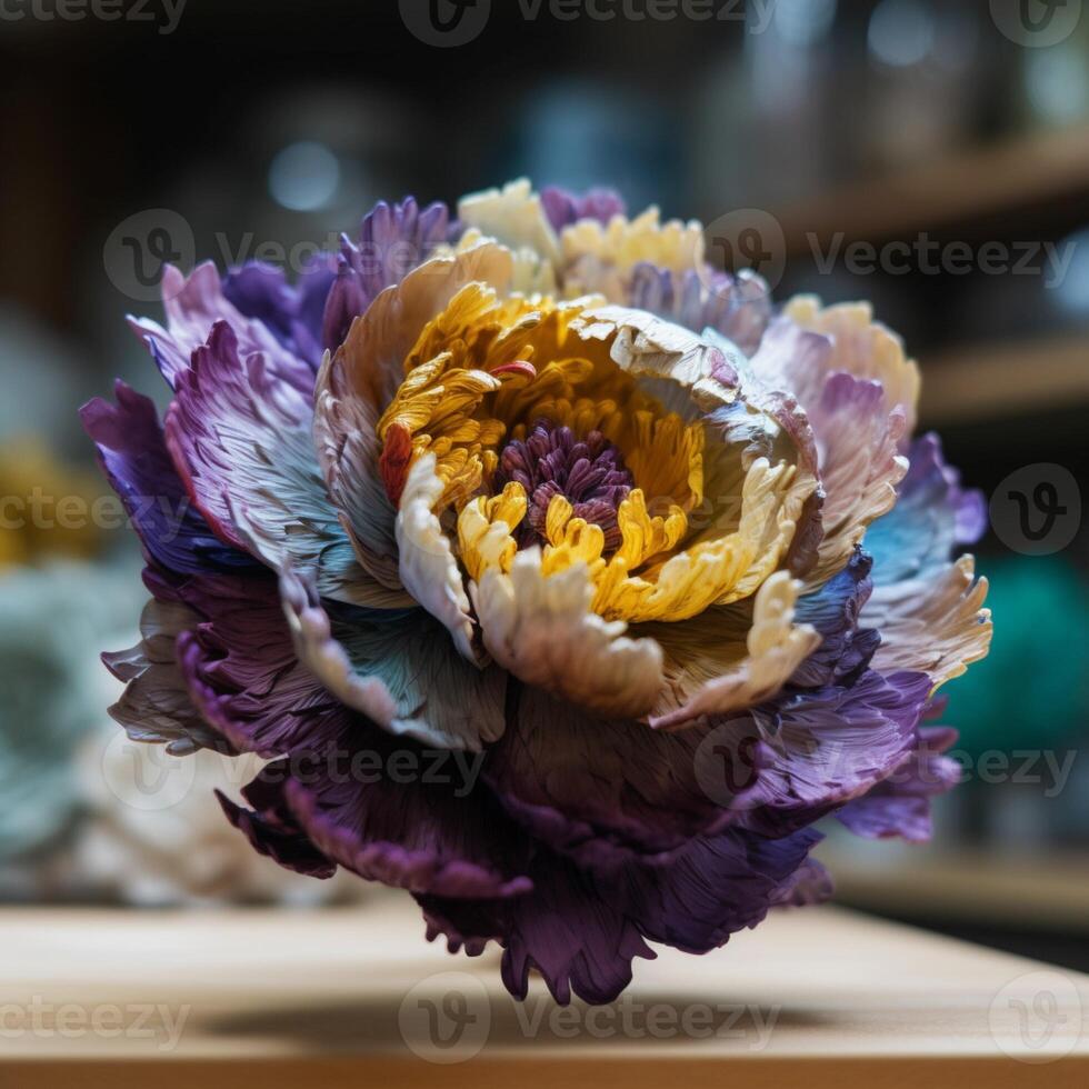 Flowers in background and in vase photo