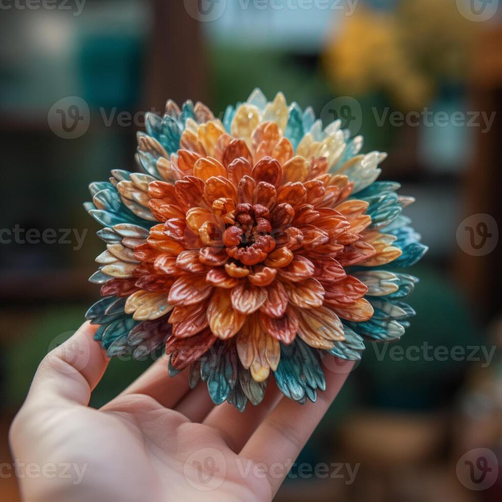 Flowers in background and in vase photo