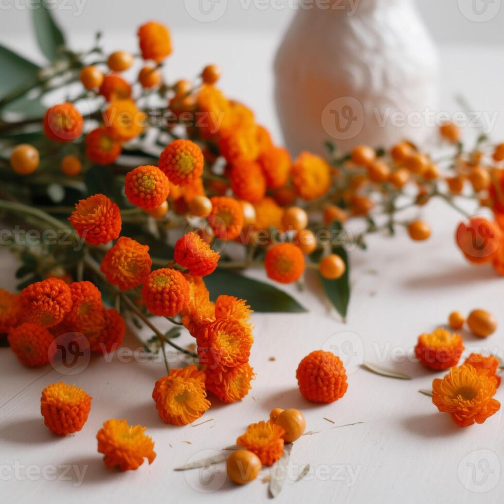 A bowl of strawberries on a table with a white cloth photo