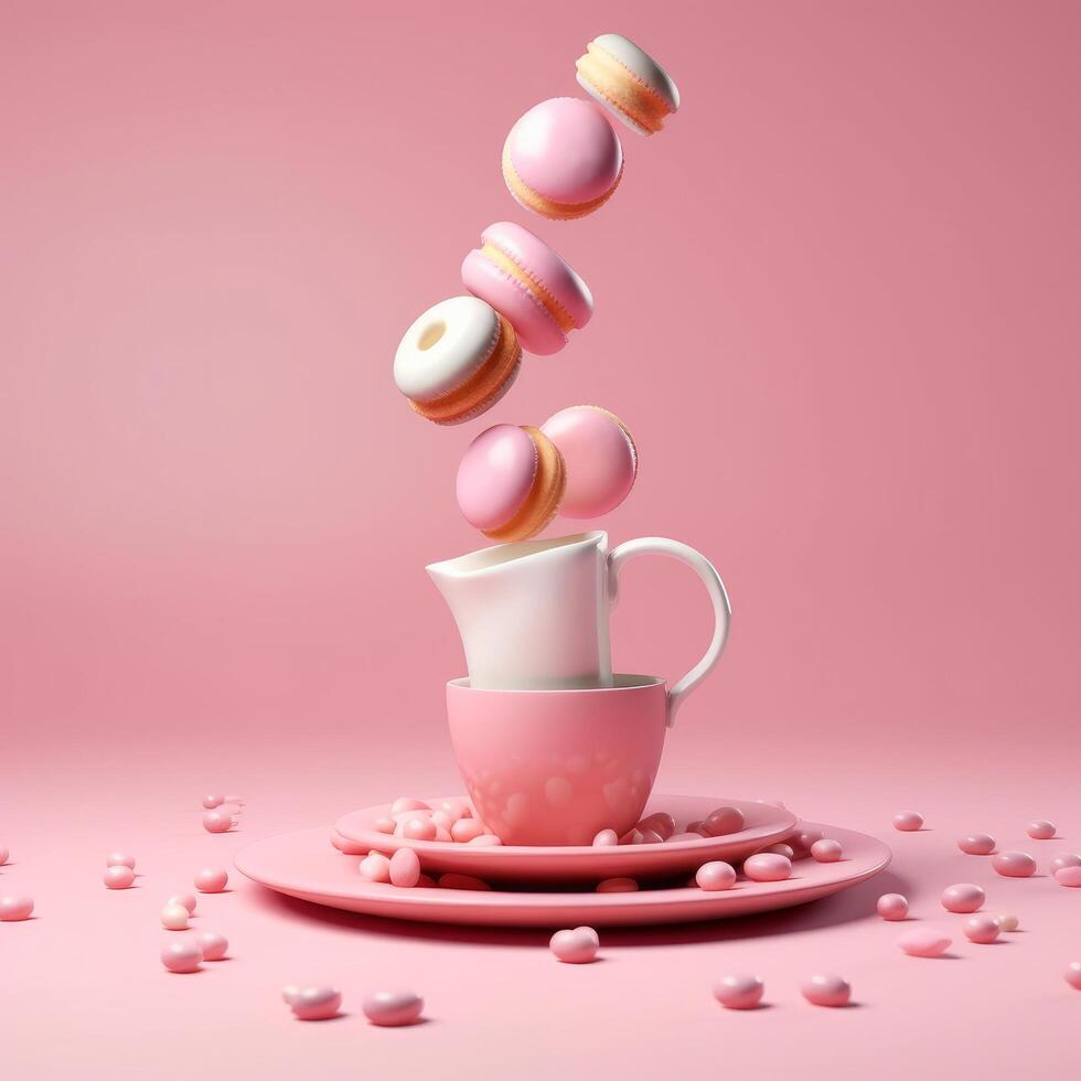 Floating donuts. Illustration photo