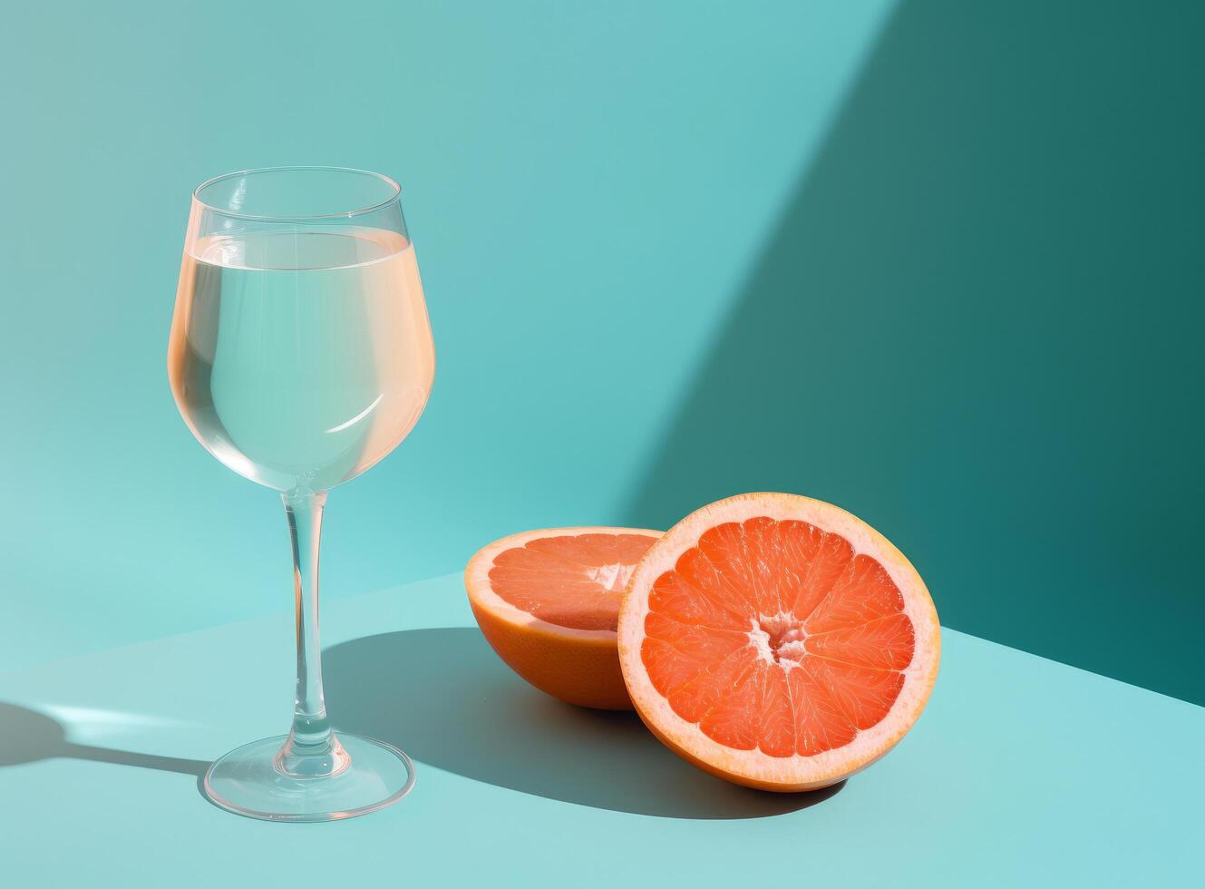 vaso de pomelo jugo con rebanadas de naranja ilustración ai generativo foto