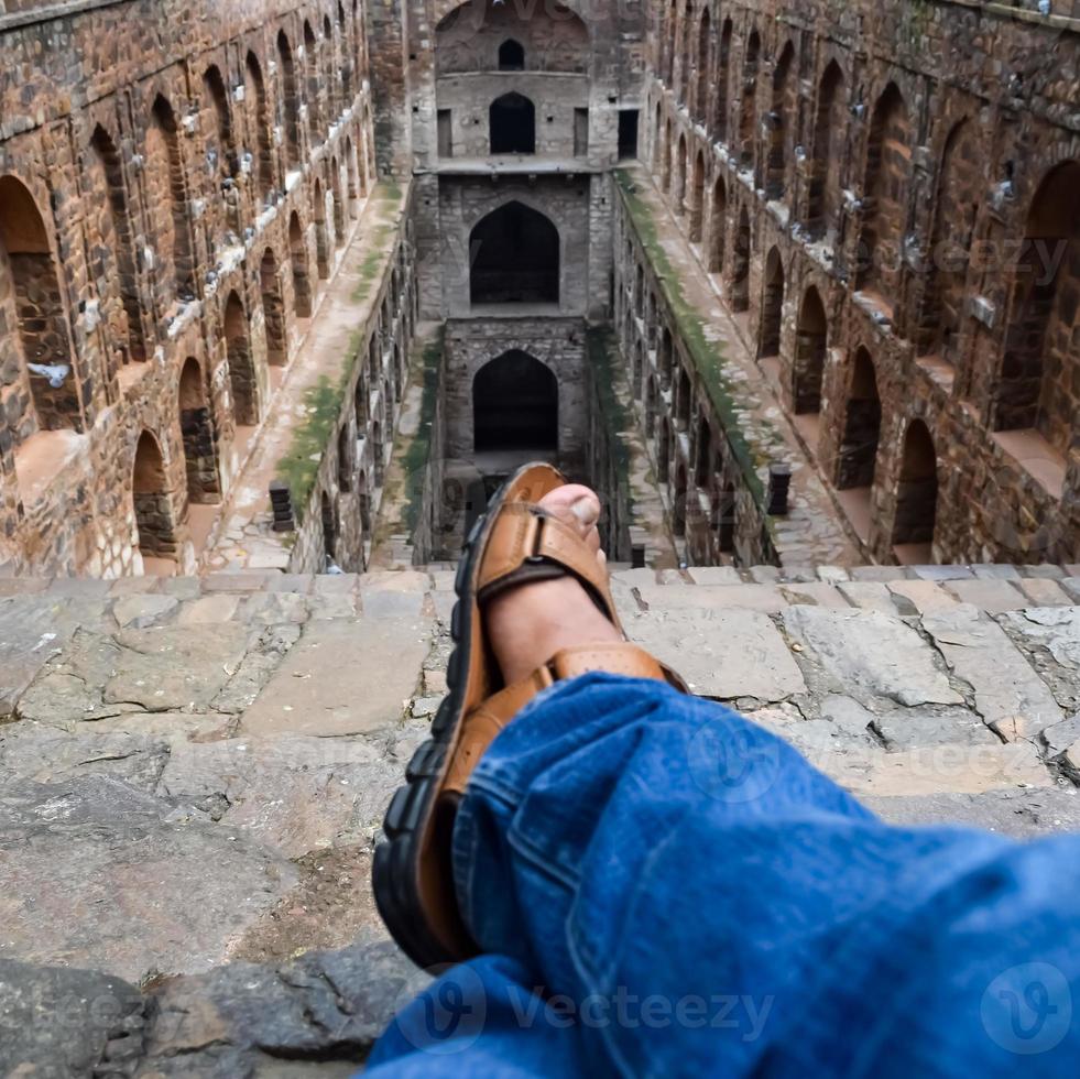 Agrasen Ki Baoli - Step Well situated in the middle of Connaught placed New Delhi India, Old Ancient archaeology Construction photo