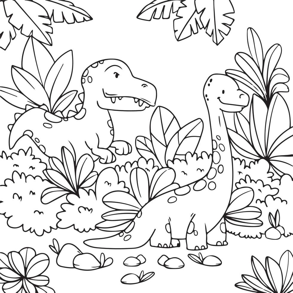 vector ilustración de dinosaurios y naturaleza para colorante página, colorante libro, etc