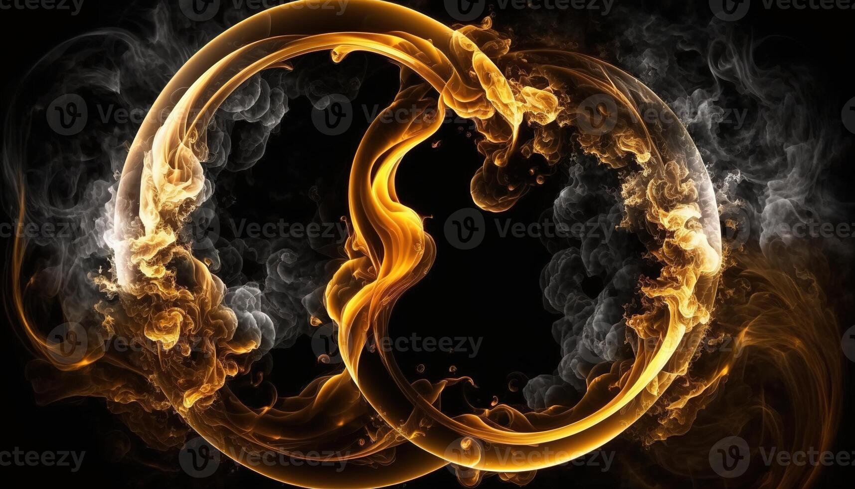 abstract gold ring of fire smoke. abstract image for background. photo