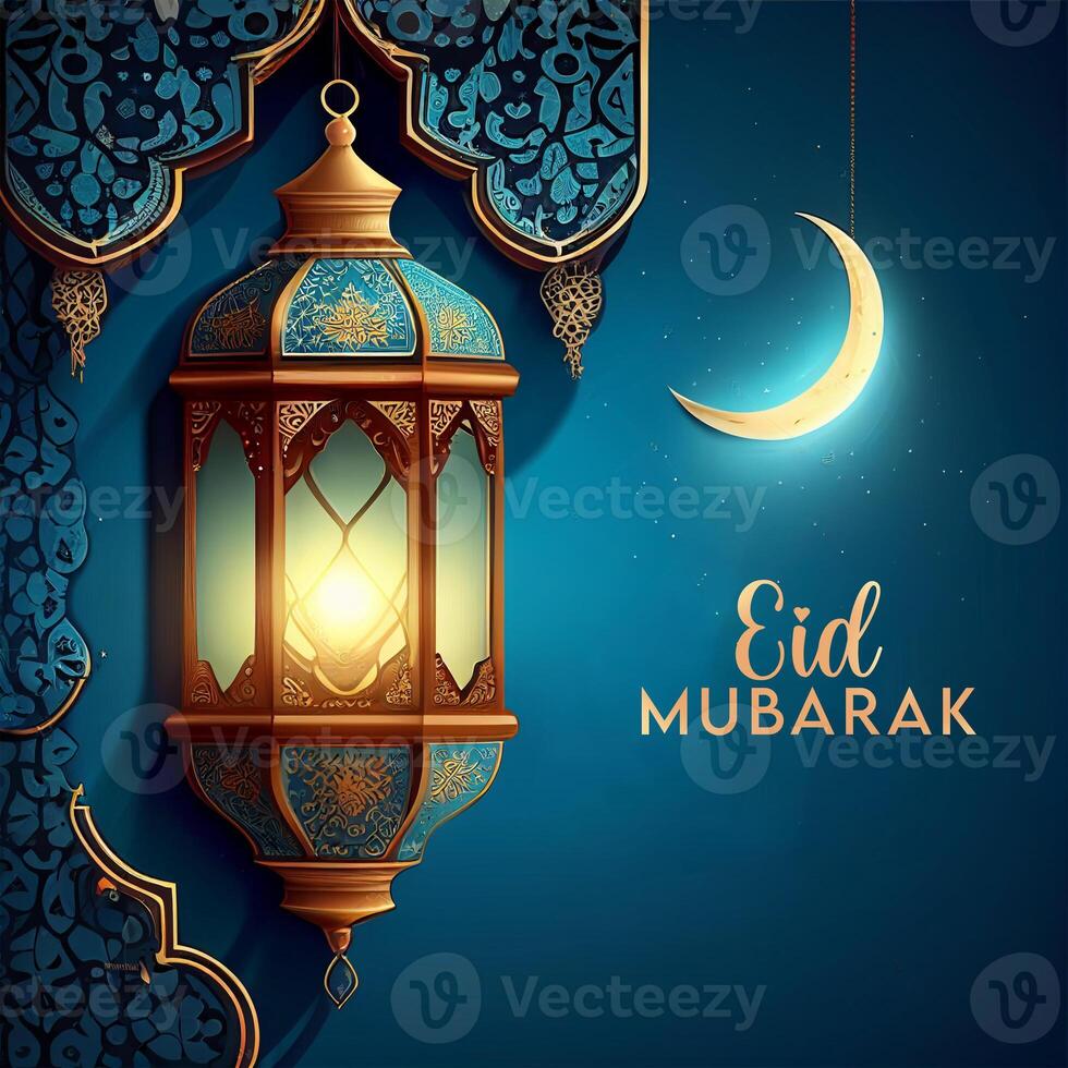 Beautiful Eid mubarak arabic islamic background and banner Design. photo