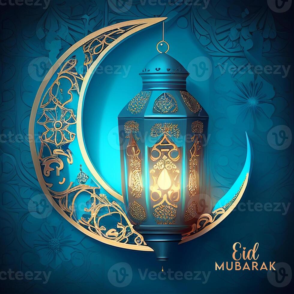 Beautiful Eid mubarak arabic islamic background and banner Design. photo