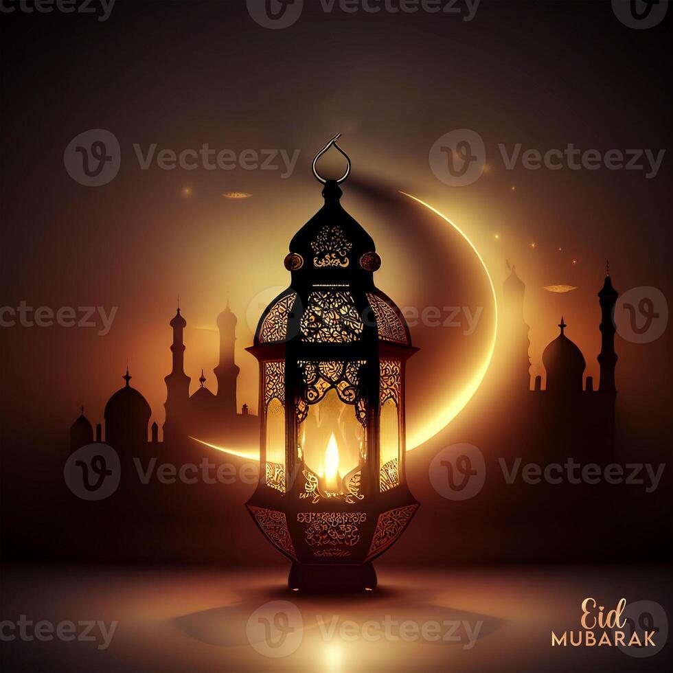 Beautiful Eid mubarak arabic islamic background and banner Design. photo