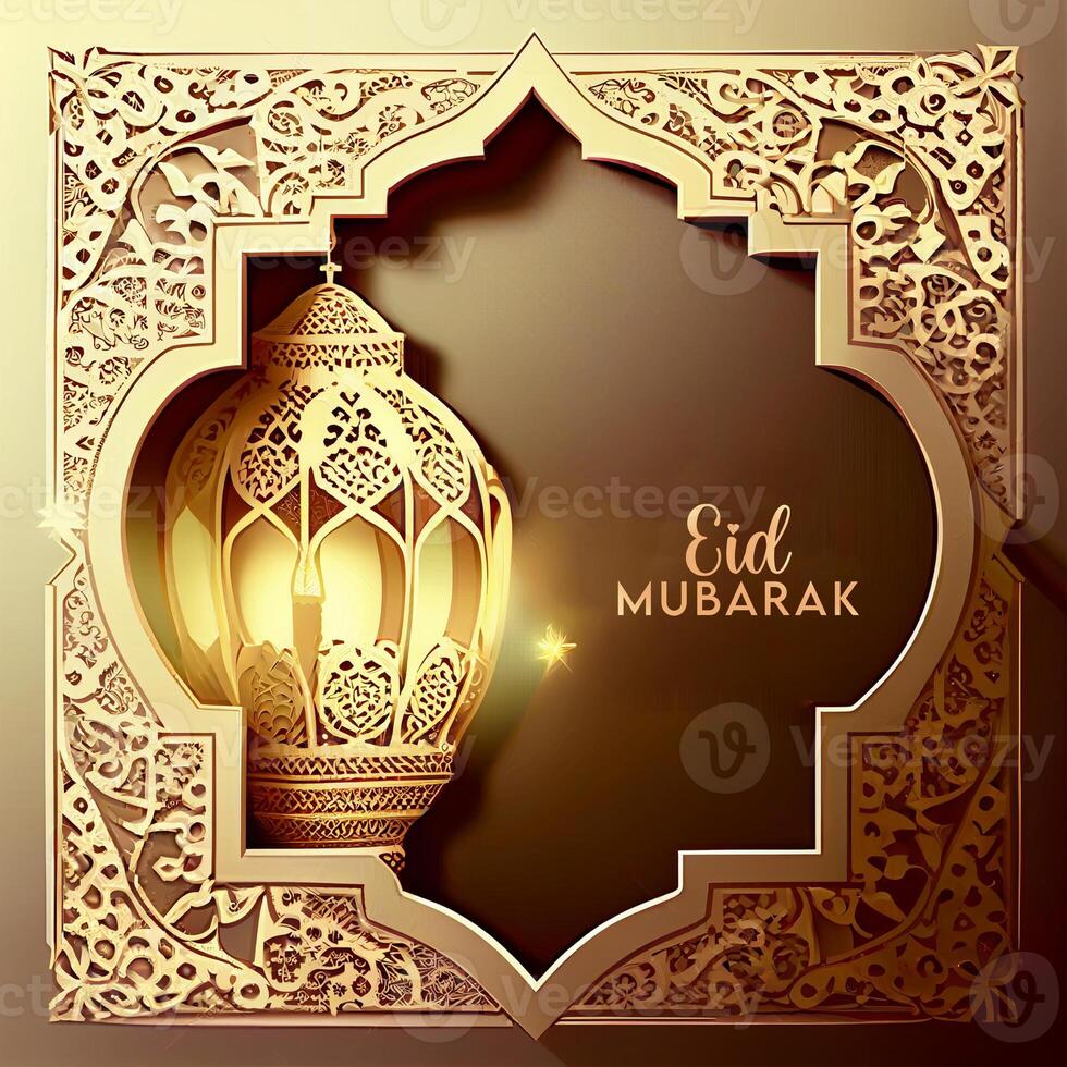 Beautiful Eid mubarak arabic islamic background and banner Design. photo