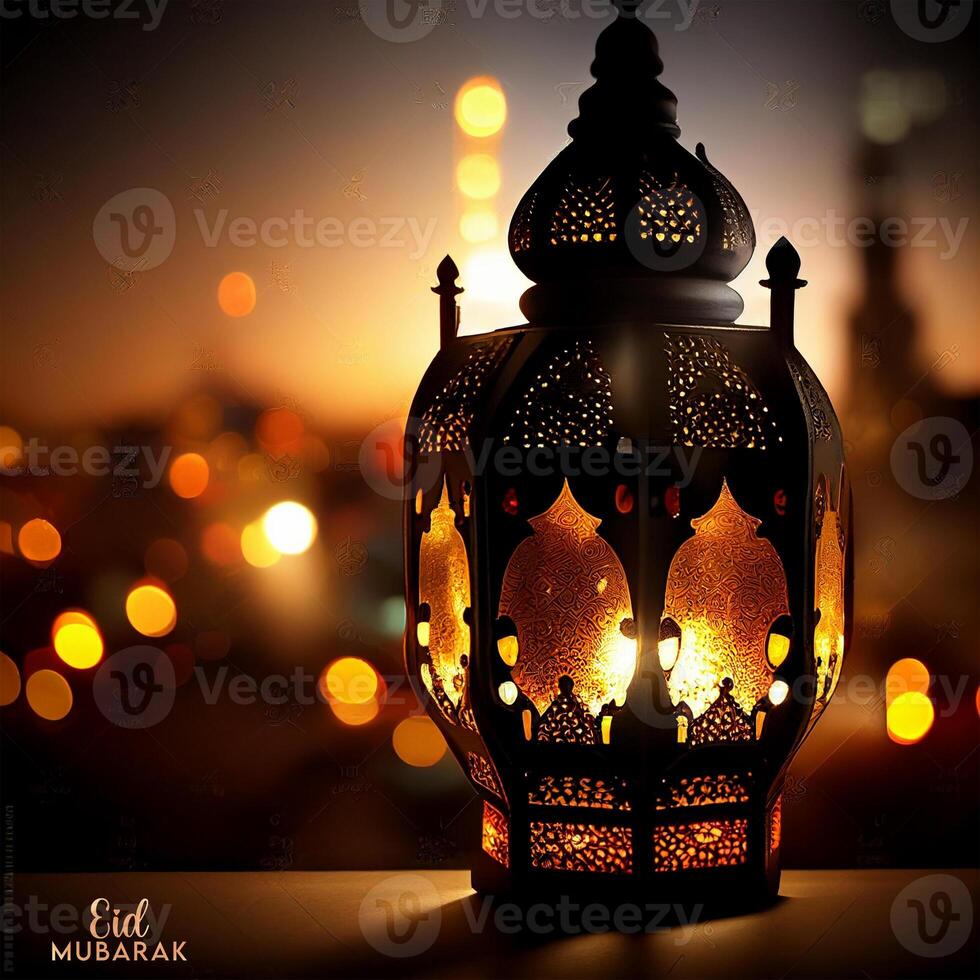 Beautiful Eid mubarak arabic islamic background and banner Design. photo