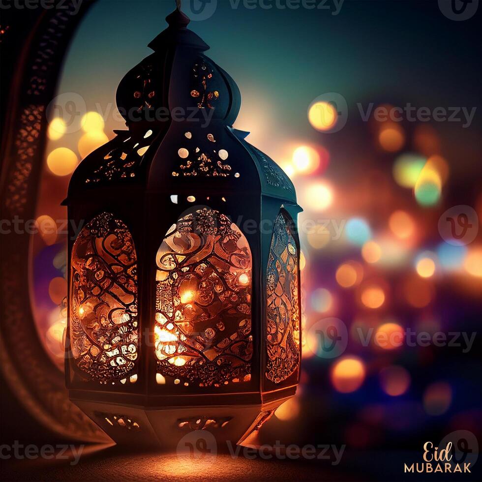 Beautiful Eid mubarak arabic islamic background and banner Design. photo