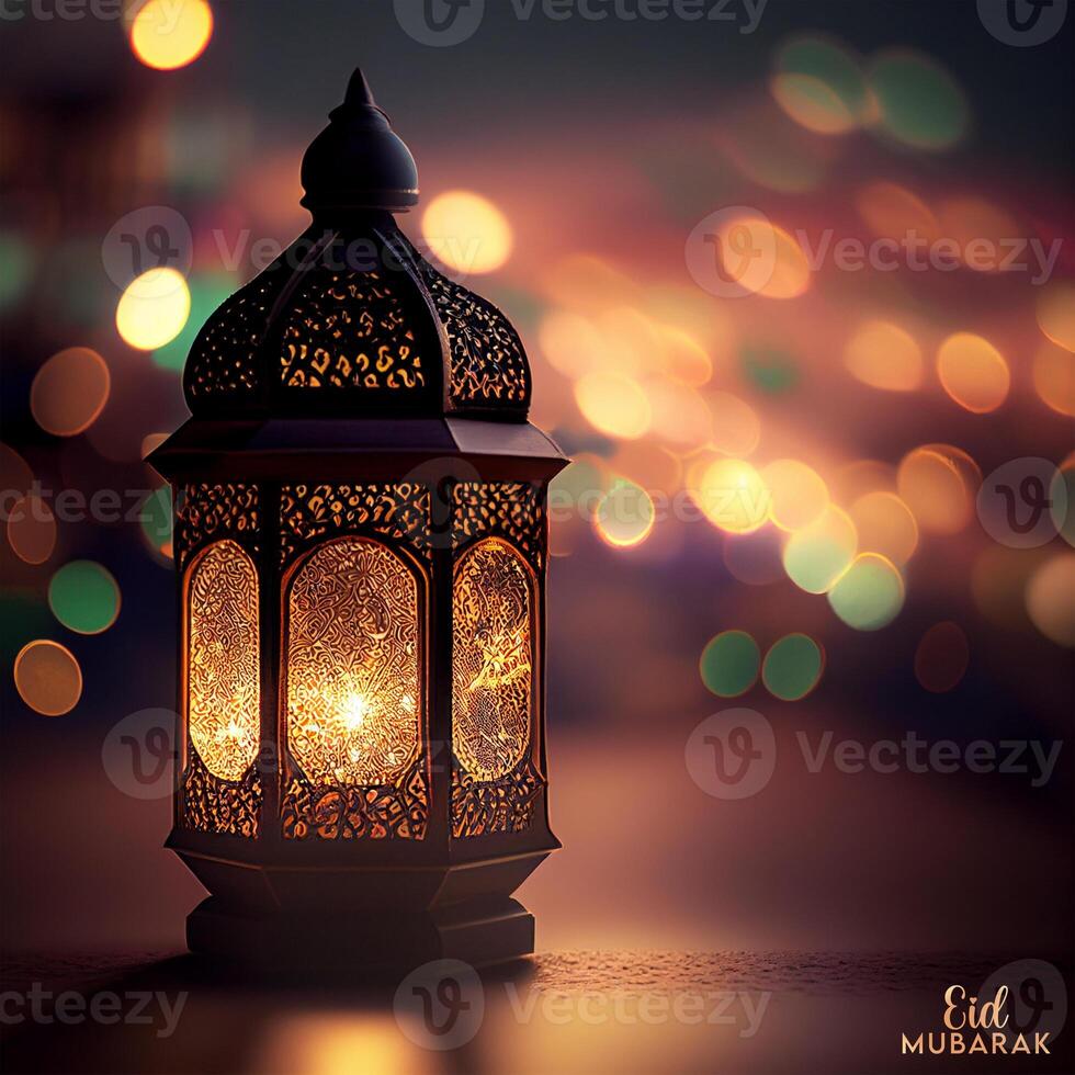 Beautiful Eid mubarak arabic islamic background and banner Design. photo