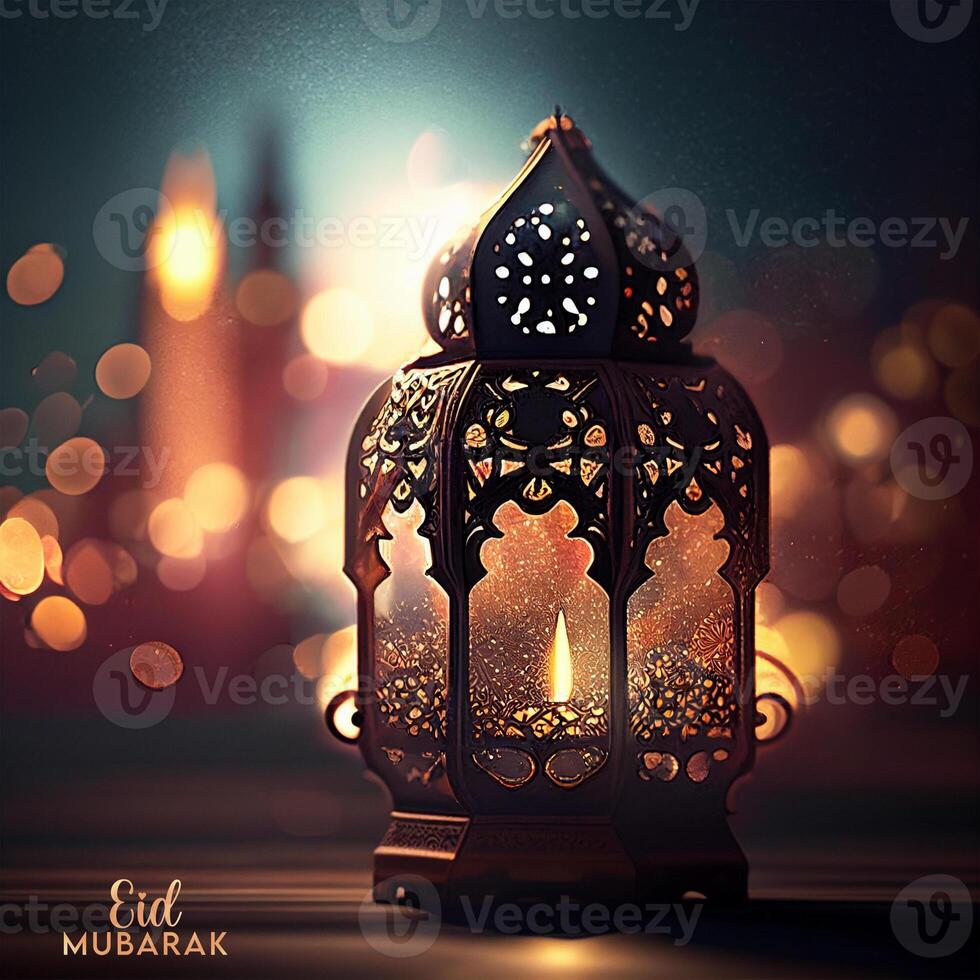 Beautiful Eid mubarak arabic islamic background and banner Design. photo