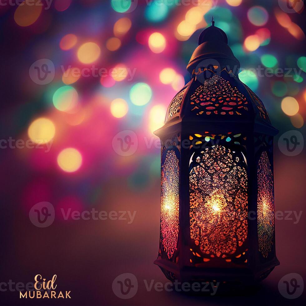 Beautiful Eid mubarak arabic islamic background and banner Design. photo