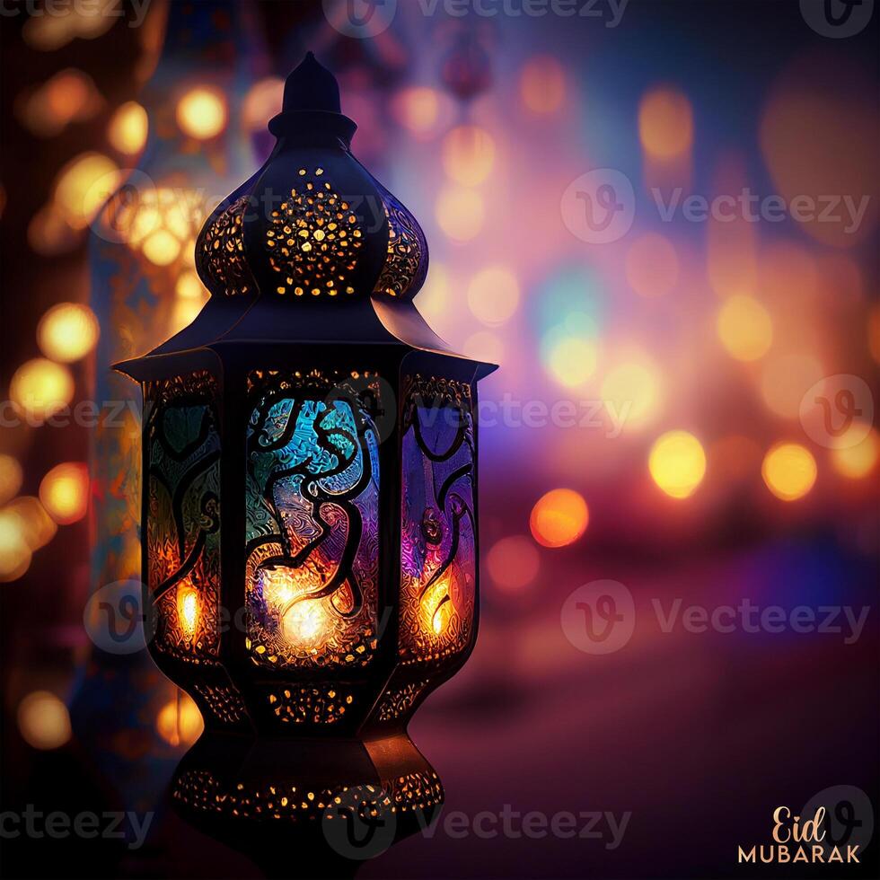 Beautiful Eid mubarak arabic islamic background and banner Design. photo