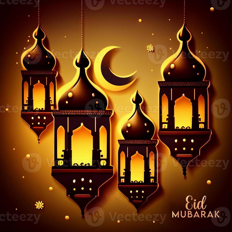 Beautiful Eid mubarak arabic islamic background and banner Design. photo