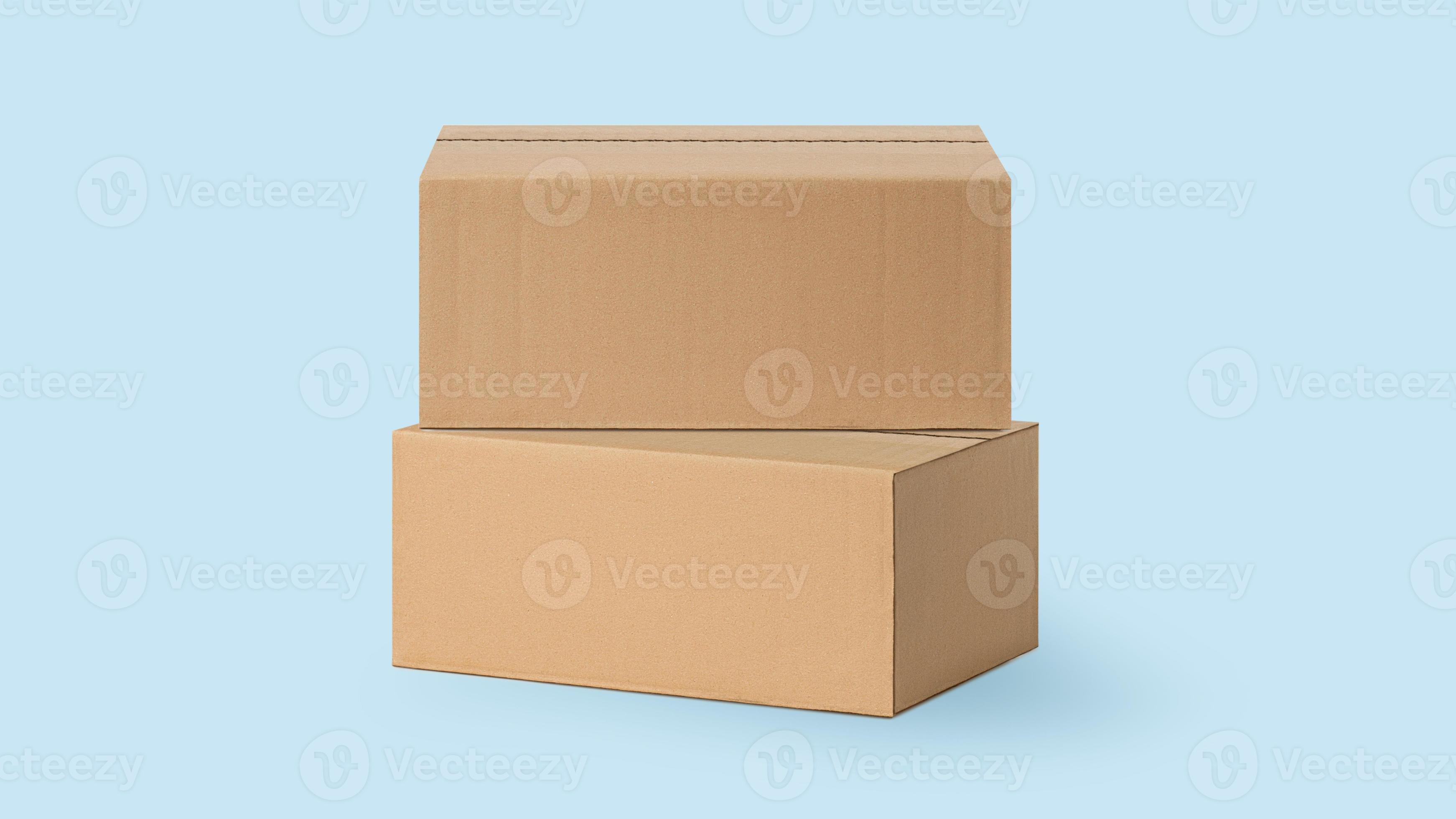 several cardboard boxes for delivery, parcels. On a blue, blue