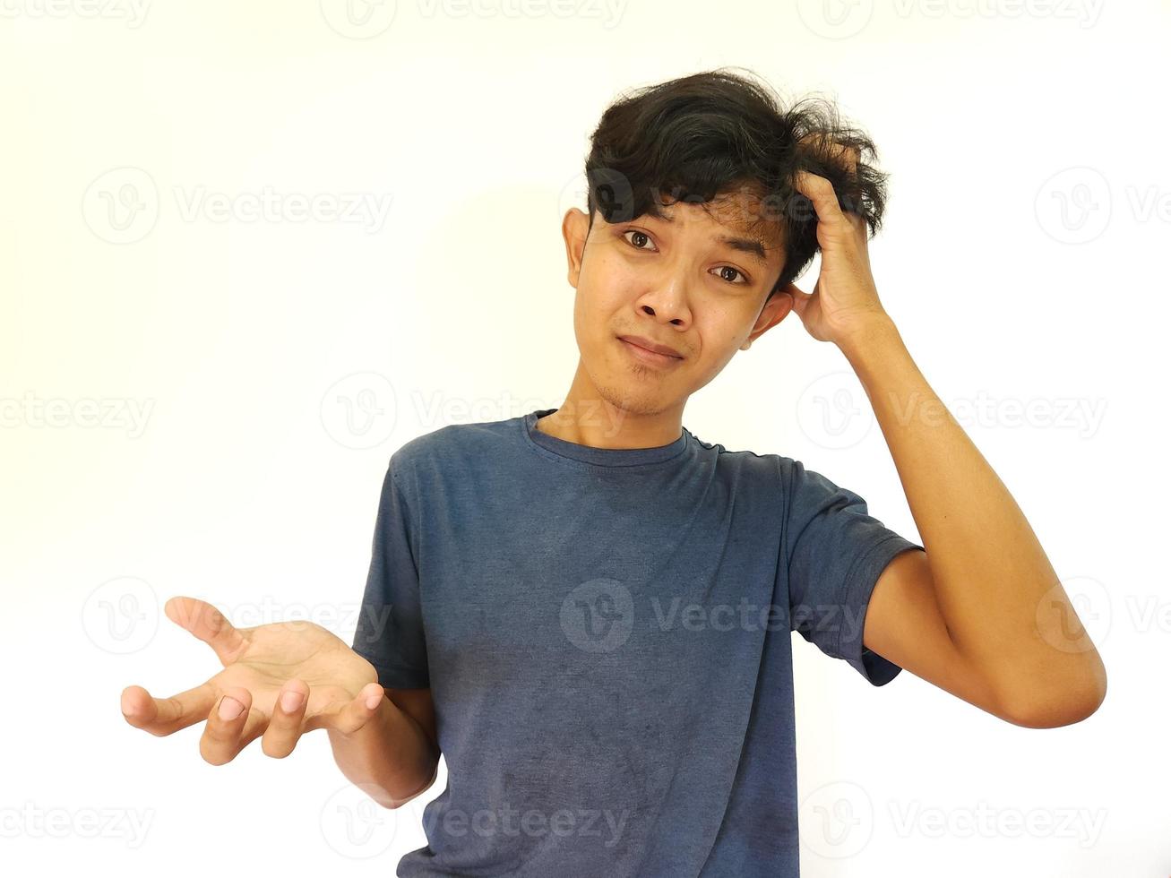 Asian man with confused gesture photo