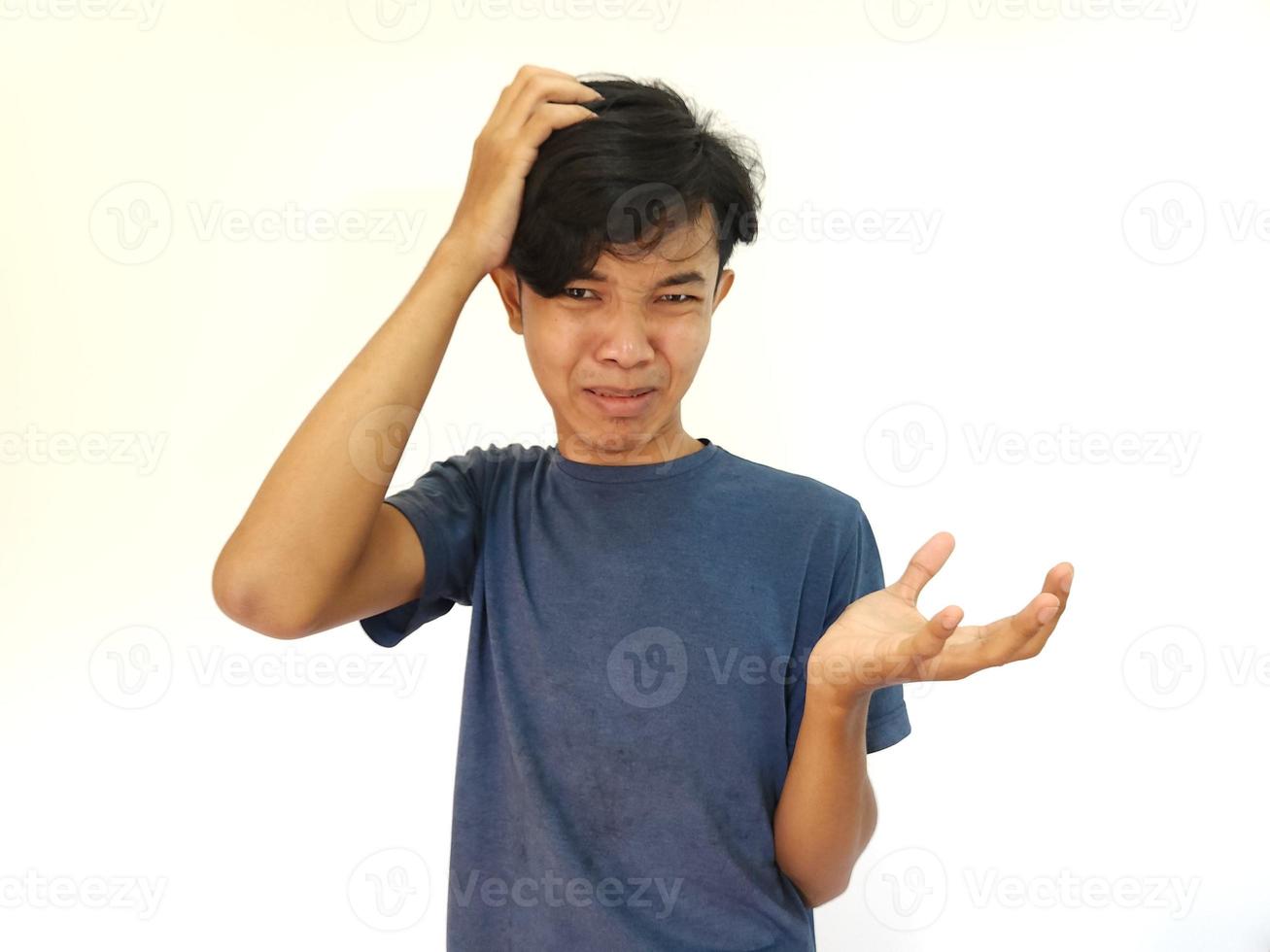 Asian man with confused gesture photo