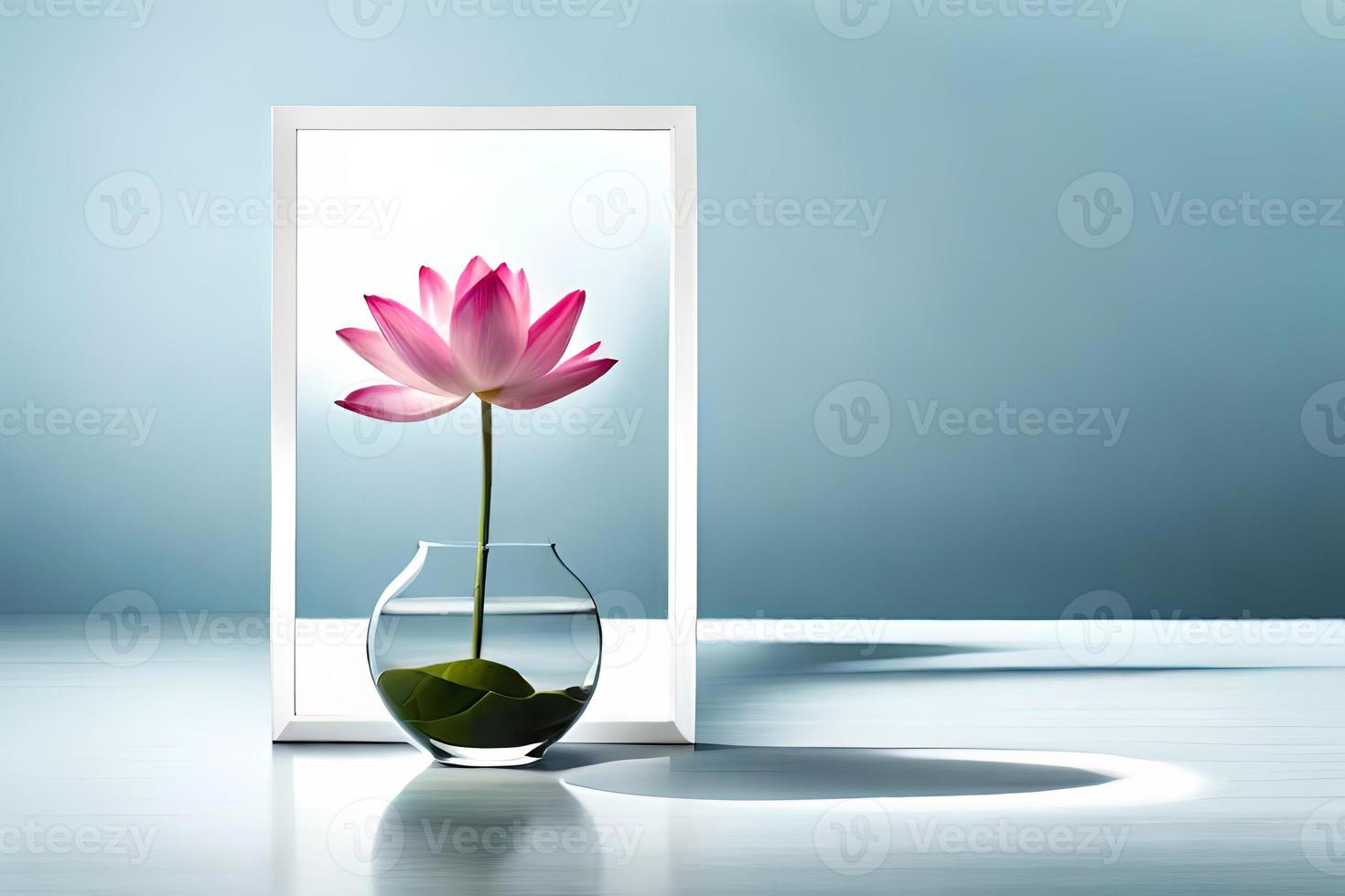 Minimal White Picture Frame Canvas Display With Flower in Vase photo