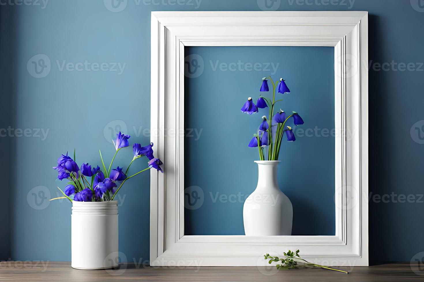 Minimal White Picture Frame Canvas Display With Flower in Vase photo