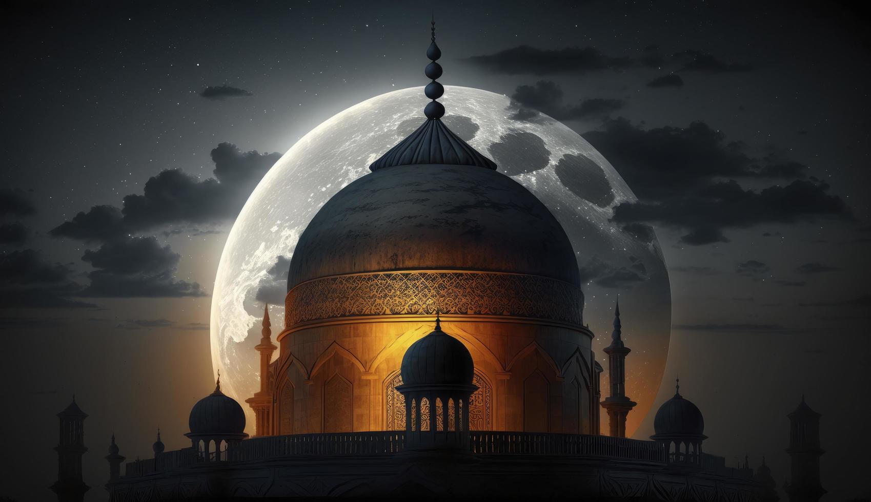 amazing architecture design of muslim mosque ramadan concept, illustration of amazing architecture design of muslim mosque ramadan concept, Generate Ai photo