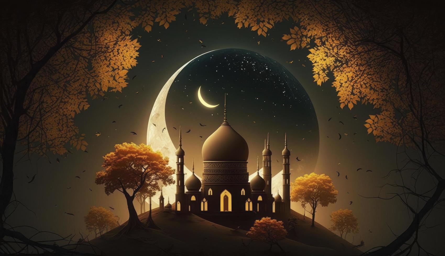 3d illustration of amazing architecture design of muslim mosque ramadan concept, illustration of amazing architecture design of muslim mosque ramadan concept, Generate Ai photo