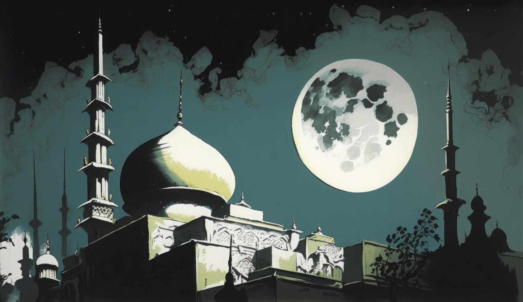 3d illustration of amazing architecture design of muslim mosque ramadan concept, illustration of amazing architecture design of muslim mosque ramadan concept, Generate Ai photo