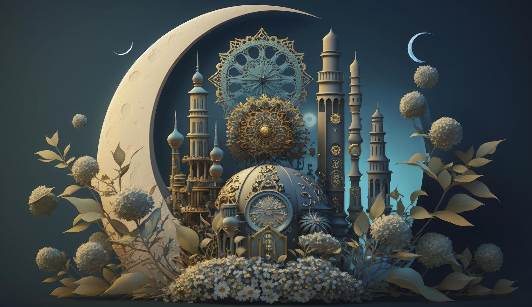 illustration of amazing architecture design of muslim mosque ramadan kareem, islamic architecture background ramadan kareem, Islamic Mosque, Ramdan, ramzan, eid, culture, arab, Generate Ai photo