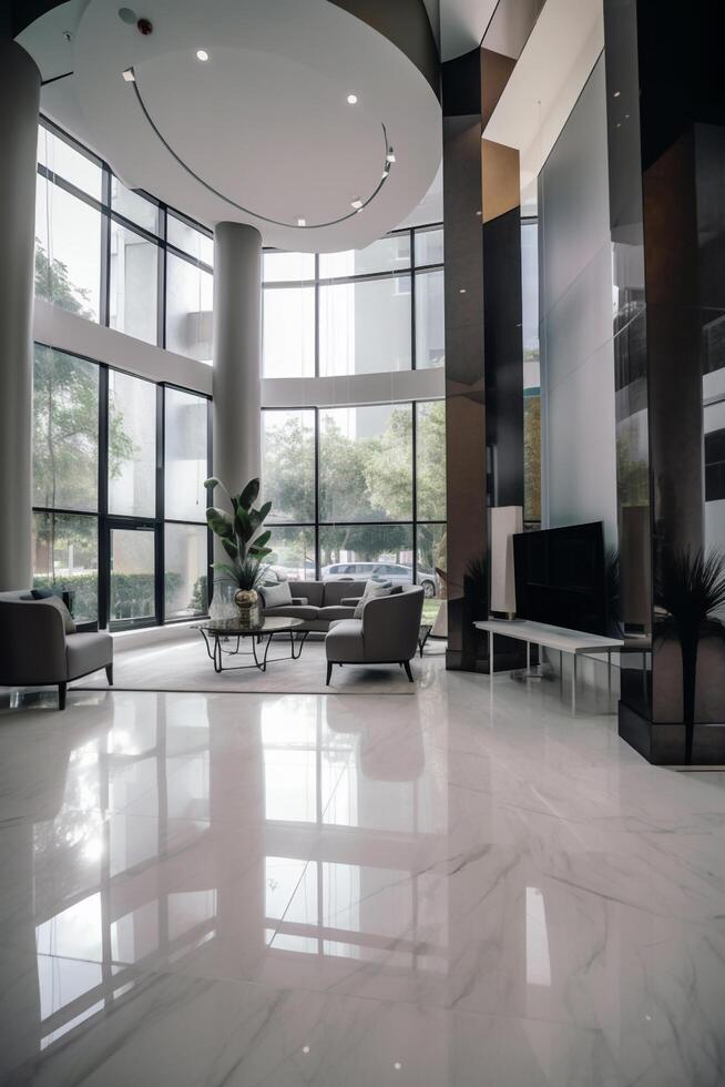 modern loft office interior with furniture created using photo