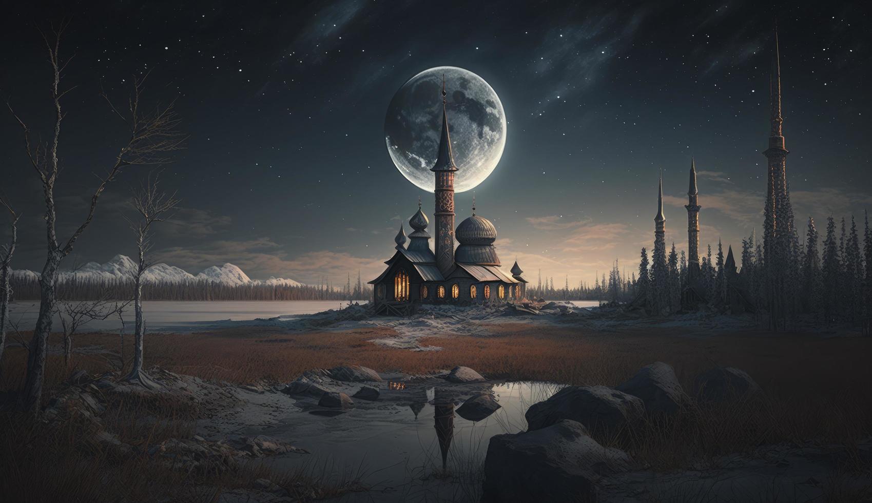 amazing architecture design of muslim mosque ramadan concept, illustration of amazing architecture design of muslim mosque ramadan concept, Generate Ai photo
